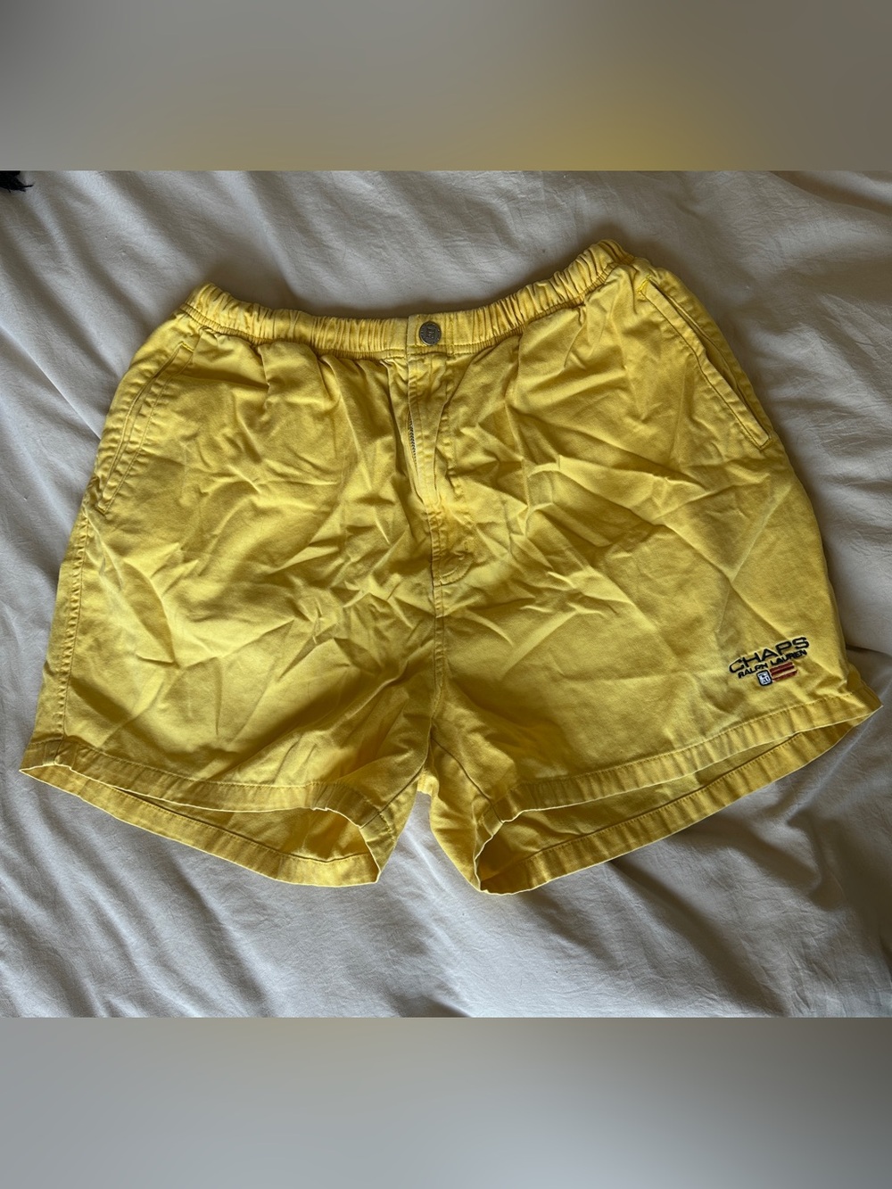Vintage Ralph Lauren Chaps Yellow Elastic Waist Shorts